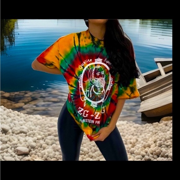 TIE DYE ZIG ZAG Braunstein Fr'eres Qualite Superieurp Short Sleeve Shirt ZZ Man - Picture 1 of 16